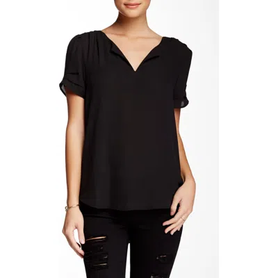 Dr2 By Daniel Rainn Pleated Sleeve Split Neck Blouse