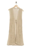 Dr2 By Daniel Rainn Pointelle & Open Knit Long Sweater Vest In Natural