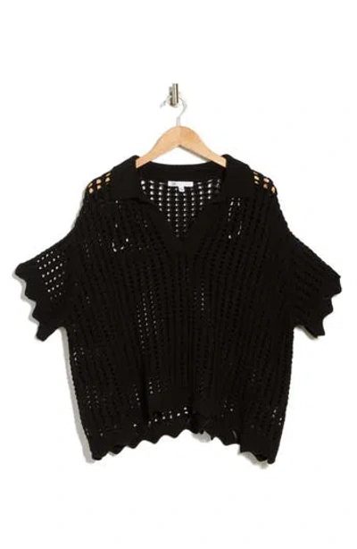 Dr2 By Daniel Rainn Pointelle Knit Polo In Black