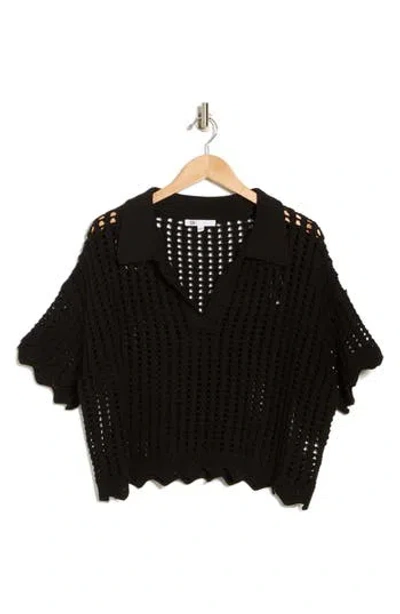 Dr2 By Daniel Rainn Pointelle Knit Polo In Black