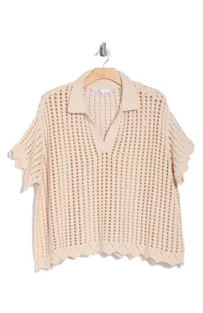 Dr2 By Daniel Rainn Pointelle Knit Polo In Natural