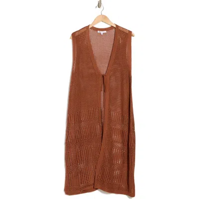 Dr2 By Daniel Rainn Pointelle Open Weave Vest In Dark Clay