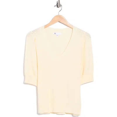 Dr2 By Daniel Rainn Pointelle Stitch Sweater In Eggnog