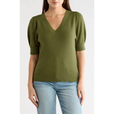 Dr2 By Daniel Rainn Pointelle Stitch Sweater In Green