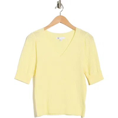Dr2 By Daniel Rainn Pointelle Stitch Sweater In Yellow