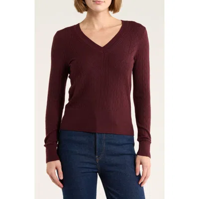 Dr2 By Daniel Rainn Pointelle Stitch Vintage Sweater In Burgundy