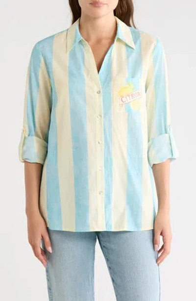 Dr2 By Daniel Rainn Postcard Button-up Shirt In R050 Blue