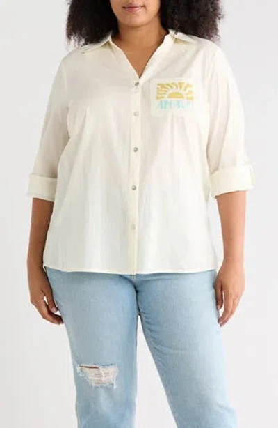 Dr2 By Daniel Rainn Postcard Tunic Button-up Shirt In R008 Ivory