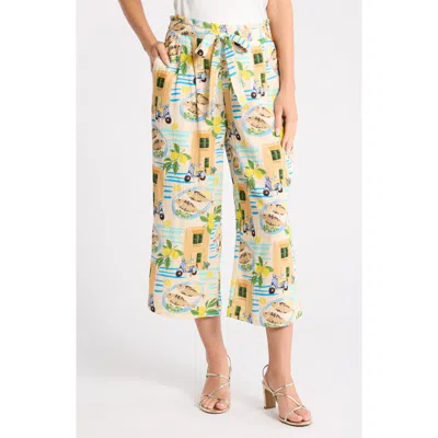 Dr2 By Daniel Rainn Print Wide Leg Pants In Cream