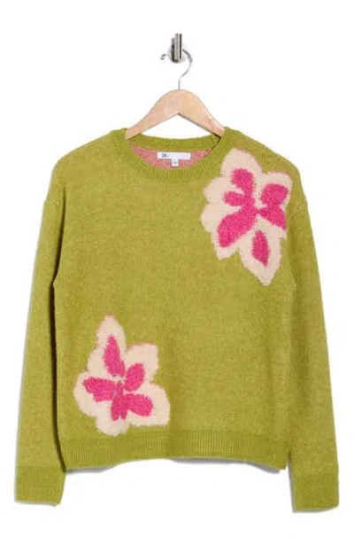 Dr2 By Daniel Rainn Raised Floral Sweater In Green