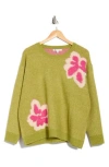 Dr2 By Daniel Rainn Raised Floral Sweater In Green