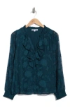 Dr2 By Daniel Rainn Romantic Ruffle Button-up Shirt In Green