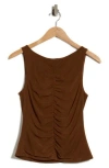 Dr2 By Daniel Rainn Ruched Front Tank In Cognac