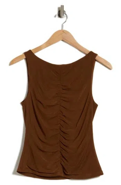 Dr2 By Daniel Rainn Ruched Front Tank In Cognac
