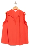 Dr2 By Daniel Rainn Ruffle Cotton Blend Poplin Tank