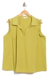 Dr2 By Daniel Rainn Ruffle Cotton Blend Poplin Tank