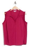 Dr2 By Daniel Rainn Ruffle Cotton Blend Poplin Tank