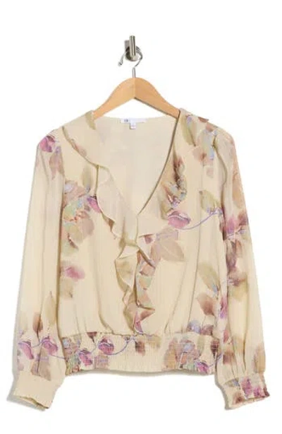 Dr2 By Daniel Rainn Ruffle Long Sleeve Top In Multi