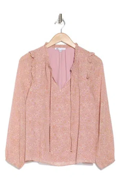 Dr2 By Daniel Rainn Ruffle Long Sleeve Top In Mauve