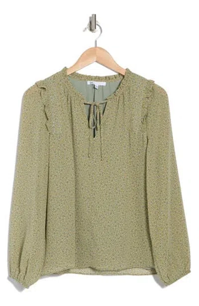 Dr2 By Daniel Rainn Ruffle Long Sleeve Top In Sage