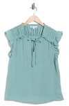 Dr2 By Daniel Rainn Ruffle Tie Neck Top In Blue