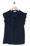 Dr2 By Daniel Rainn Ruffle Tie Neck Top In Multi