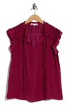 Dr2 By Daniel Rainn Ruffle Tie Neck Top In Black