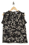 Dr2 By Daniel Rainn Ruffle Trim Animal Print Top In Black Floral