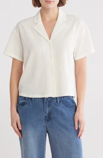Dr2 By Daniel Rainn Short Sleeve Knit Button-up Shirt In White