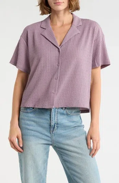 Dr2 By Daniel Rainn Short Sleeve Knit Button-up Shirt In Purple