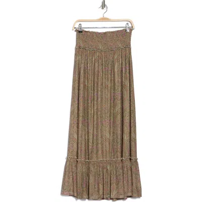 Dr2 By Daniel Rainn Smocked Maxi Skirt In Green