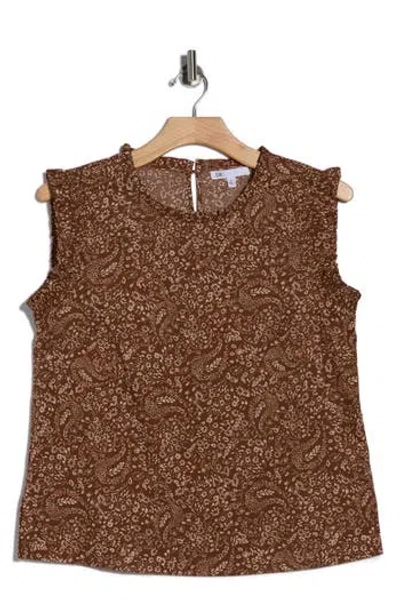 Dr2 By Daniel Rainn Smocked Ruffle Tank In Brown