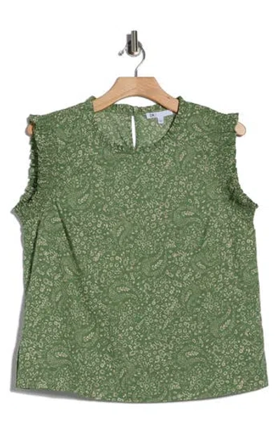 Dr2 By Daniel Rainn Smocked Ruffle Tank In Green