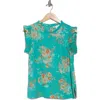 Dr2 By Daniel Rainn Smocked Sleeveless Top In Green Floral