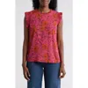 Dr2 By Daniel Rainn Smocked Sleeveless Top In Pink Floral