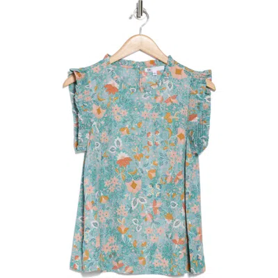 Dr2 By Daniel Rainn Smocked Sleeveless Top In Turquoise