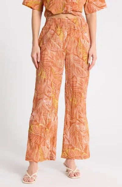 Dr2 By Daniel Rainn Smocked Wide Leg Pants In Orange