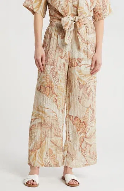 Dr2 By Daniel Rainn Smocked Wide Leg Pants In Tan/blush