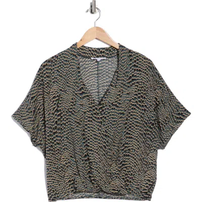 Dr2 By Daniel Rainn Surplice V-neck Wrap Top In Blue
