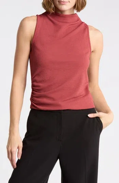 Dr2 By Daniel Rainn Textured Boat Neck Sleeveless Top In Brown