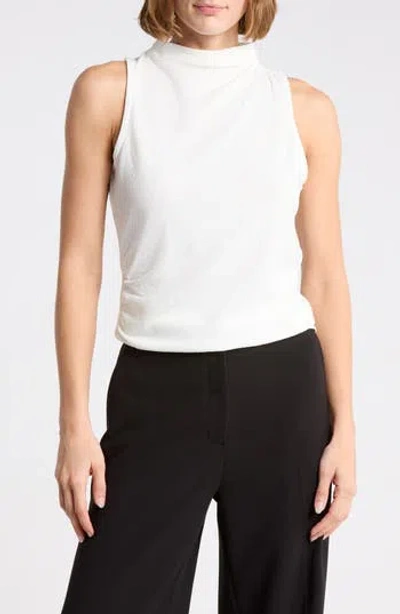 Dr2 By Daniel Rainn Textured Boat Neck Sleeveless Top In White