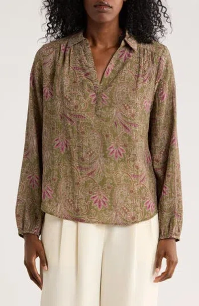 Dr2 By Daniel Rainn Textured Split Neck Top In Multi