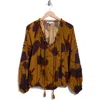 Dr2 By Daniel Rainn Tie Front Long Sleeve Satin Top In Yellow