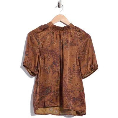 Dr2 By Daniel Rainn Tied Back Satin Top In Brown