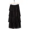 Dr2 By Daniel Rainn Tiered Tulle Skirt In Black
