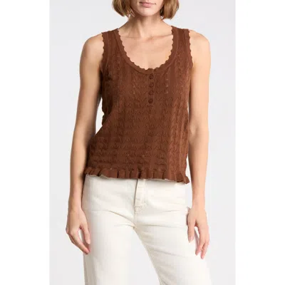 Dr2 By Daniel Rainn U-neck Pointelle Sweater Tank In Brown