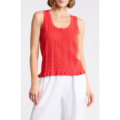 Dr2 By Daniel Rainn U-neck Pointelle Sweater Tank In Red