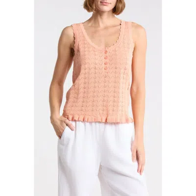 Dr2 By Daniel Rainn U-neck Pointelle Sweater Tank In Pink