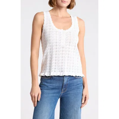 Dr2 By Daniel Rainn U-neck Pointelle Sweater Tank In White