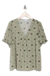 Dr2 By Daniel Rainn V-neck Flutter Sleeve Top In Sage